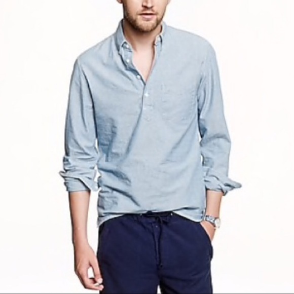 J Crew Japanese Chambray Popover Shirt 